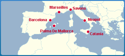 Mapa Okružní Plavba Lodí - Středomoří - Středozemní Moře - Serena